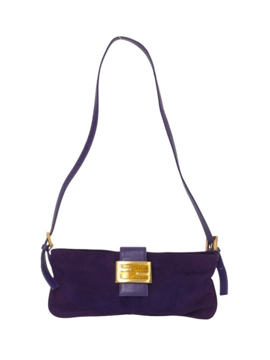 Fendi Handbags - Fendi Purple Suede Mama Baguette Shoulder Bag